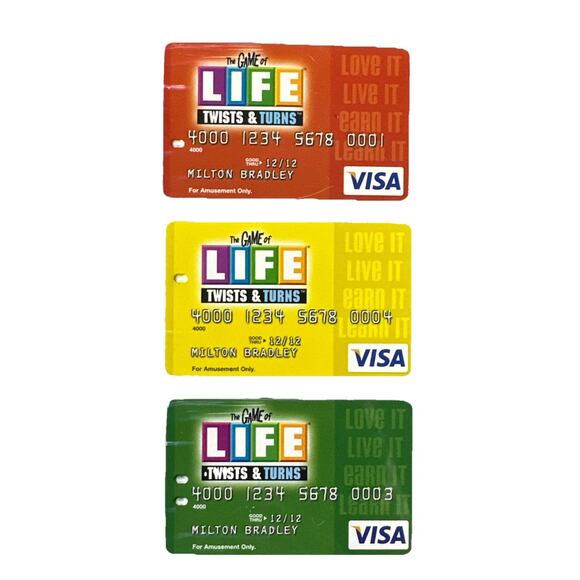 Milton Bradley Other - 2007 The Game of Life Twists and Turns VISA Cards Green Yellow Orange Lot of 3